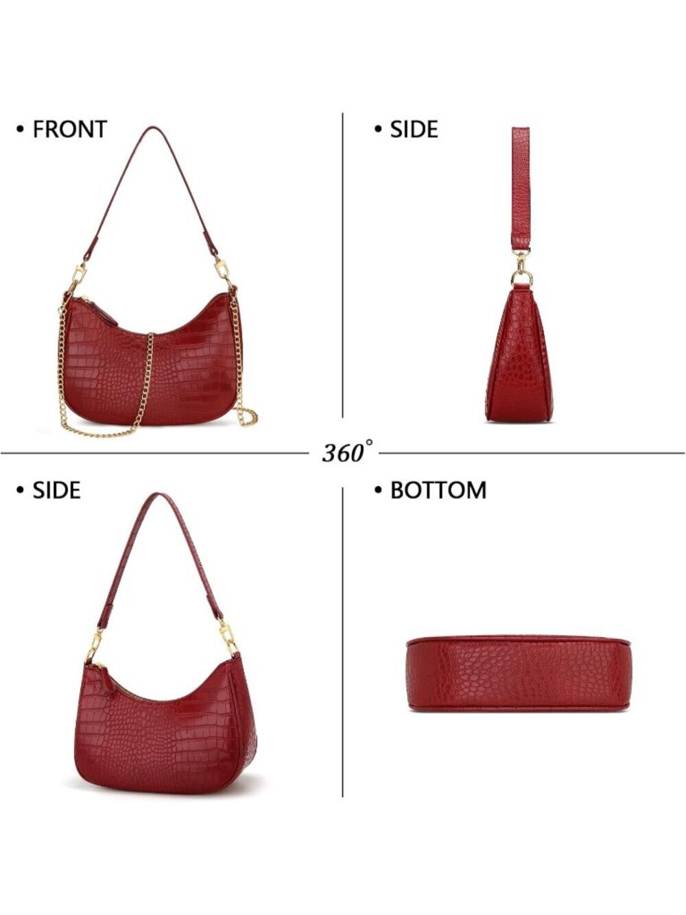 Women Ered Hobo Bag Cute Retro Clutch Underarm Shoulder Purse - Picture 4 of 6